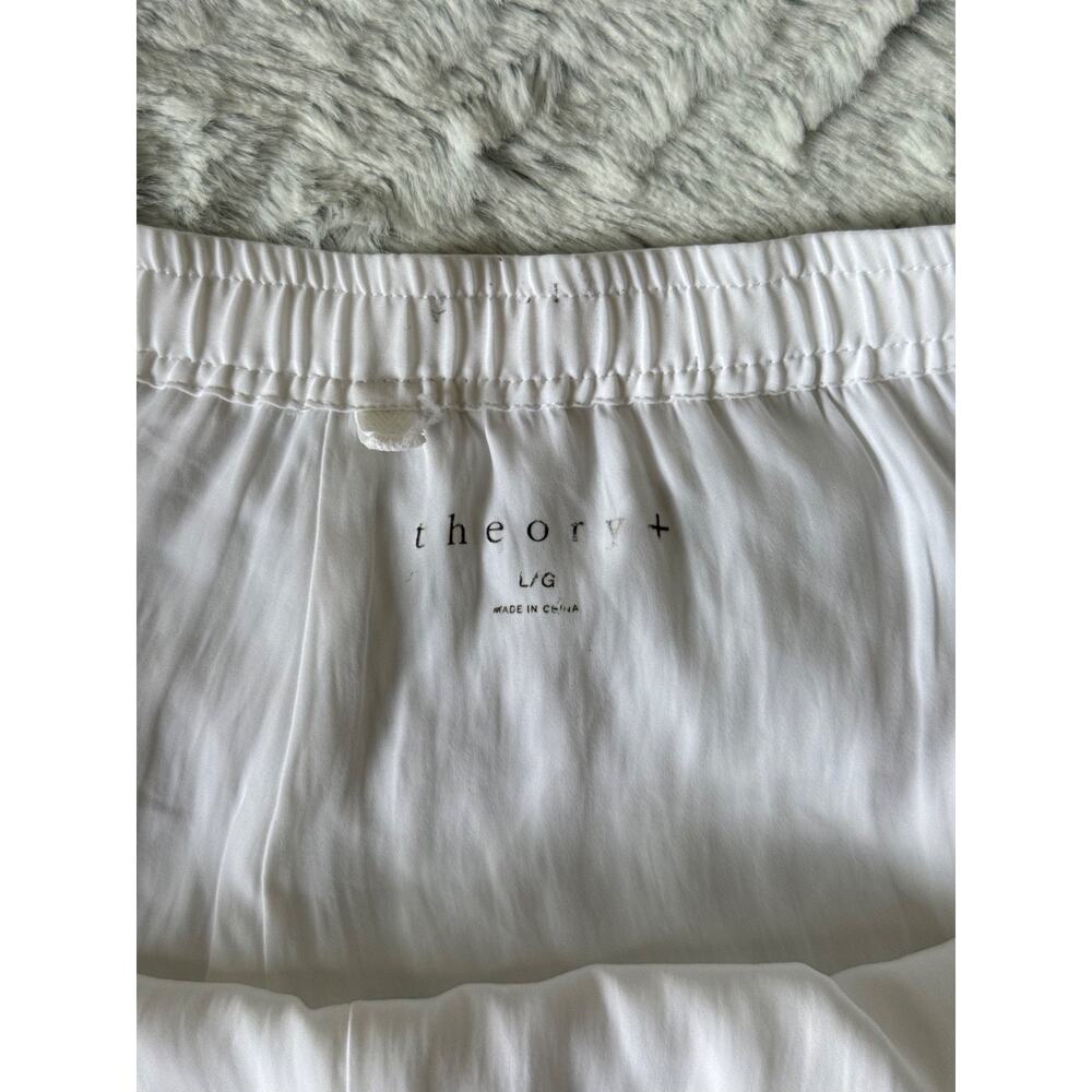 Theory Plus White Wide Leg Drawstring Pants Women Size L Resort Coastal Minimal - Picture 2 of 8